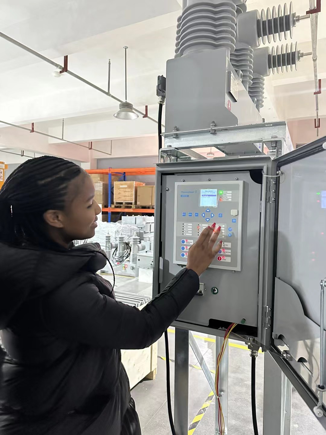 Customer checking the controller interface during factory acceptance testing